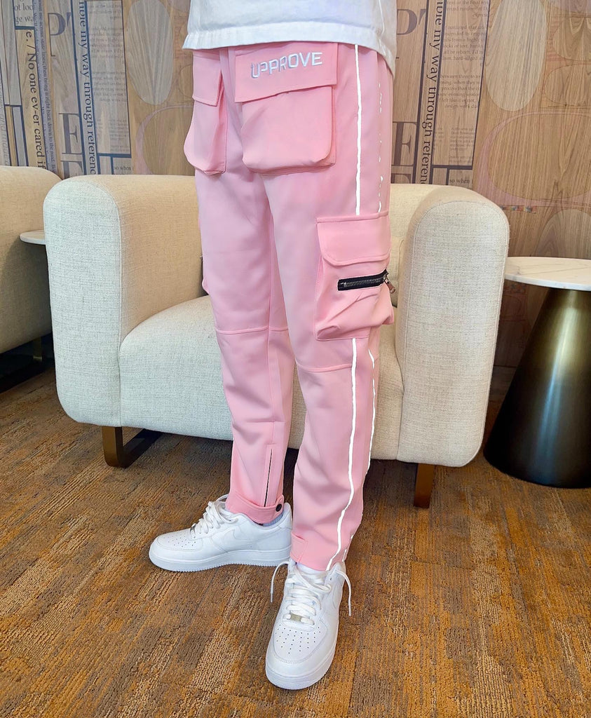 PINK GLOW CARGO PANTS (BABY PINK) - Main Image